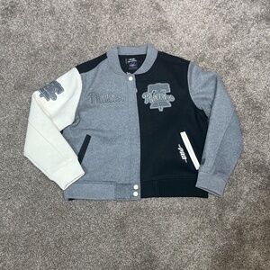 MLB PHILADELPHIA PHILLIES REVERSE FRENCH TERRY WOMEN'S WOOL VARSITY JACKET